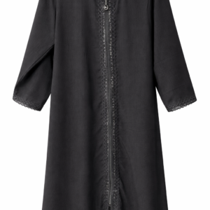 Zwarte Dames Jurk – Abaya met Rits – Luxe Steentjes – Comfort Fit